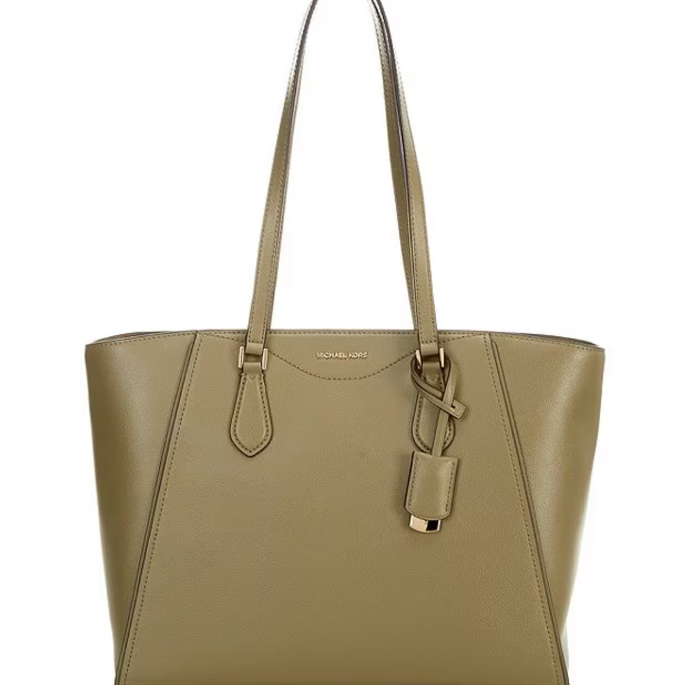 NWT Michael Kors Large Leather Tote in Safari Green.